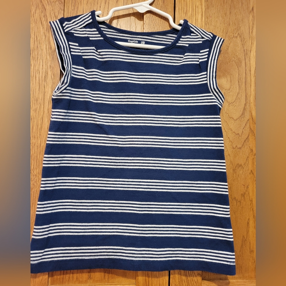 Gap Girls Cap Sleeve Navy And White Striped Top XS 4/5